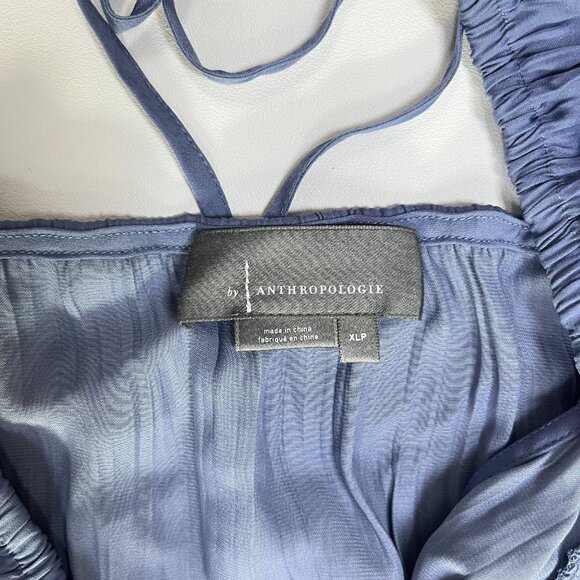 NWOT ANTHROPOLOGIE Ruffled Tiered Midi Dress In Blue Size XLP - Picture 9 of 13